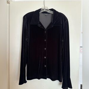 Cynthia Max Black Velvet Blouse Size L
